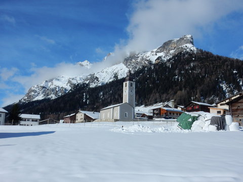 the small village of Sufers in winter, Canton of Grisons, Switzerland
