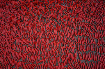 Red pepper for sale on the street of Incheon, South Korea