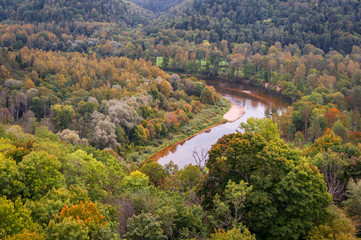 River Gauja and forest surrounding Sigulda Medieval Castle