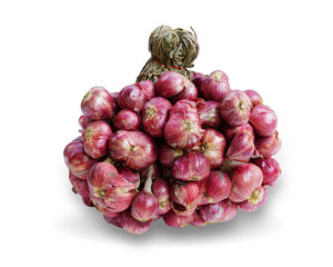 A pile of red onions isolate on white background. This has clipping path.  