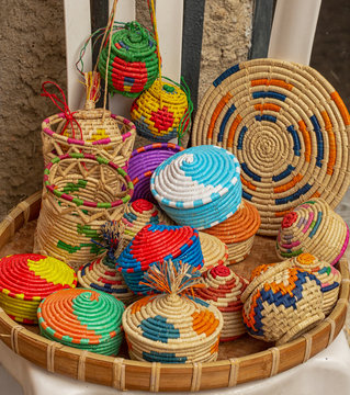 Locally made woven baskets in Castelsardo, Sardinia