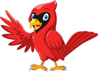 Cute cartoon beautiful cardinal bird waving - 328318135