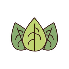 Isolated natural leaves fill style icon vector design