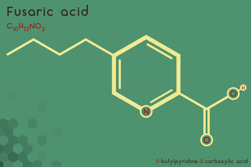 Large and detailed infographic of the molecule of Fusaric acid