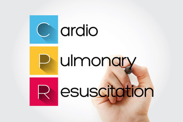 CPR - Cardiopulmonary Resuscitation acronym with marker, health concept background