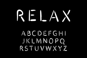 Obraz premium Zrelaksuj się ręcznie rysowane czcionkę wektorową w stylu cartoon czarny biały napis