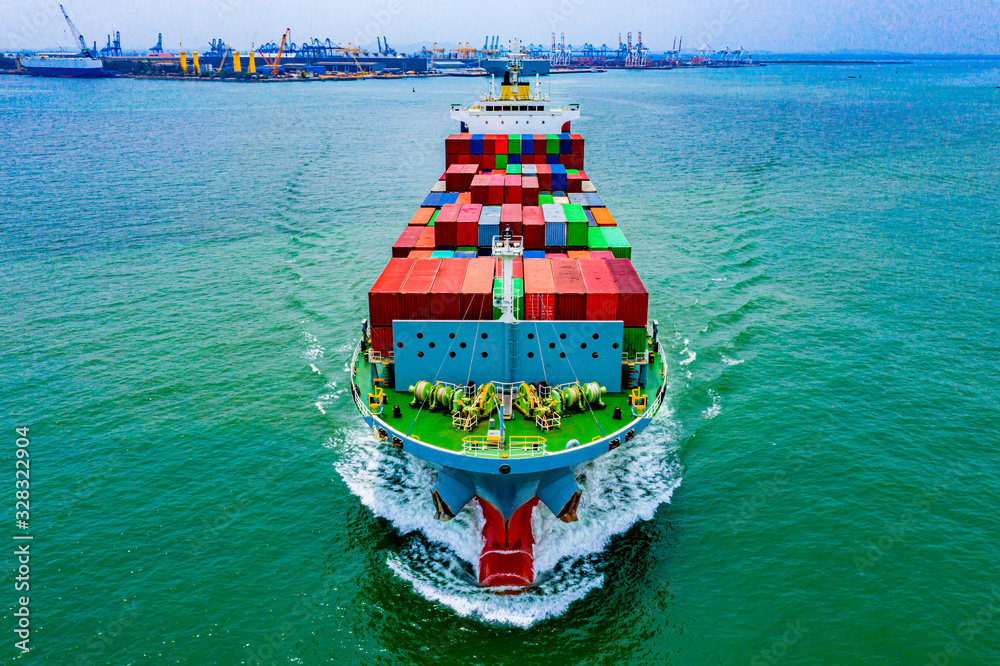 Wall mural Container Ship Vessel Cargo Carrier. import export logistic and export products worldwide