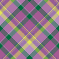 Seamless pattern in marvelous violet, green and yellow colors for plaid, fabric, textile, clothes, tablecloth and other things. Vector image. 2