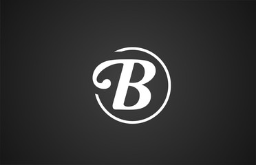 simple black white B letter logo icon alphabet with circle design for company business