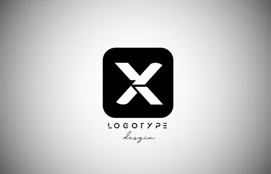 black white X square letter logo alphabet icon for business and company design
