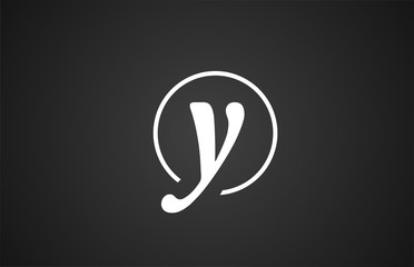 simple black white Y letter logo icon alphabet with circle design for company business