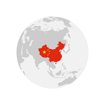China Map With Flag on Earth Globe Editable Vector Illustration