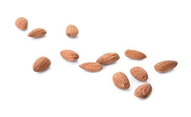 Almonds isolated on white background
