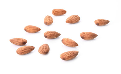  Almonds isolated on white background