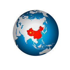3d Earth Globe With Main Focus on China Map Editable Vector Illustration