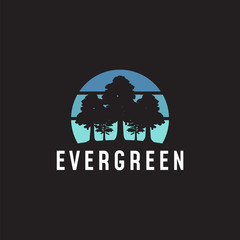 Tree Evergreen logo design illustration