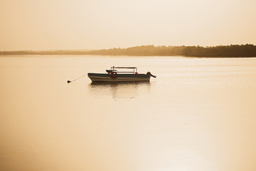 beautiful evening Sunset seen the fishing boat