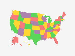 colorful map of usa with different color for each state