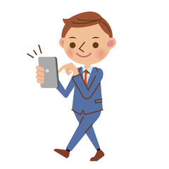 歩きスマホをするビジネスマン