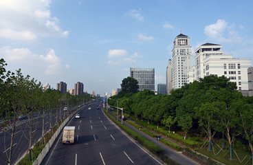 Fototapeta na wymiar Urban streets and buildings in Shanghai, China