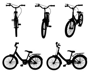 Set of different bicycles isolated on white