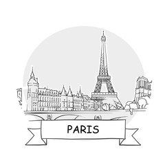 Paris hand-drawn urban vector sign