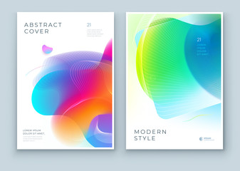 Fototapeta premium Liquid Abstract Cover Background Design. Fluid Dynamic Graphic Element for Modern Brochure, Banner, Poster, Flyer or Presentation Template with Line Pattern. Color Flow Frame illustration.