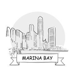 Marina Bay hand-drawn urban vector sign