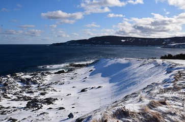 Winter landscape along the Silver Mine head path, Torbay NL Canada