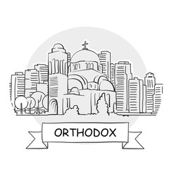 Orthodox hand-drawn urban vector sign
