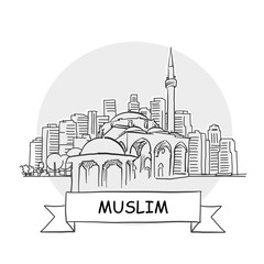 Muslim hand-drawn urban vector sign