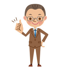 グッドサインをする中年のビジネスマン