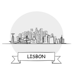 Fototapeta premium Lisbon hand-drawn urban vector sign