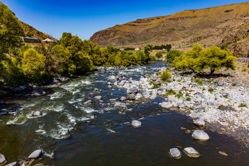 Kura river landscape Vardzia Samtskhe Javakheti Georgia Europe landmark © snaptitude