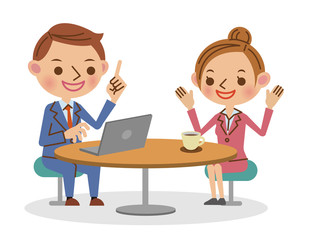 商談・打ち合わせ・ミーティングイメージ（若い男性と女性）