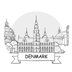Obraz premium Denmark hand-drawn urban vector sign