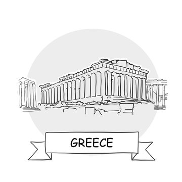 Greece hand-drawn urban vector sign