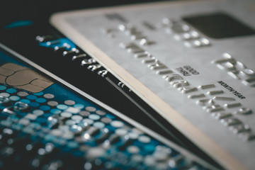 Low Key Close up Credit Card Account Fraud Business Background Concept