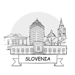 Slovenia hand-drawn urban vector sign