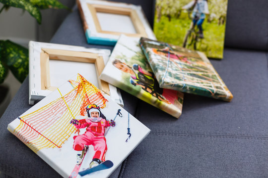 portraits of a little girl on a canvas photo