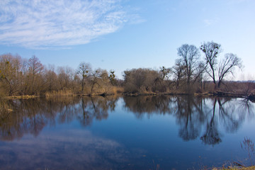 Fototapeta na wymiar Monastery lake in spring