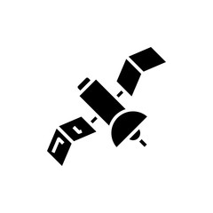 Satellite black icon, concept illustration, vector flat symbol, glyph sign.