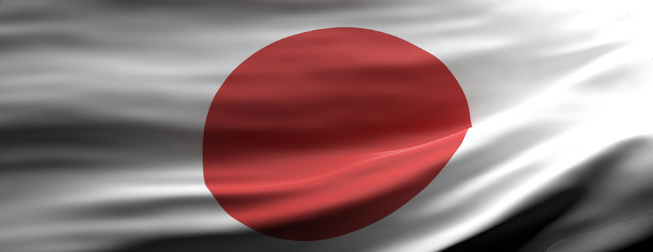 Japan national flag waving texture background. 3d illustration