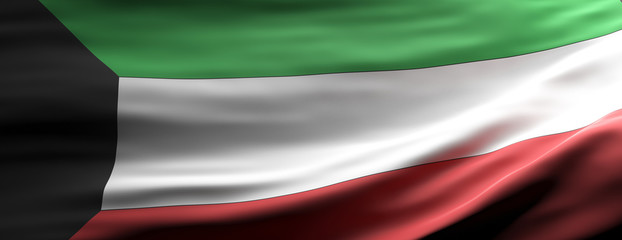 Kuwait national flag waving texture background. 3d illustration