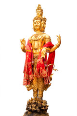 Statue of Brahma Deity of Hinduism  With a white background, isolated