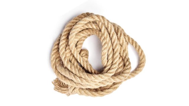 Rope is rolled into a ring above view