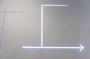 Futuristic arrow sign direction with LED light