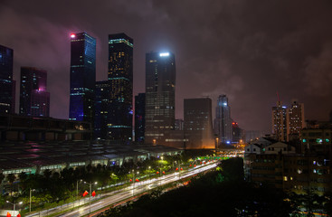 Fototapeta na wymiar Shenzhen Futian district with street highway