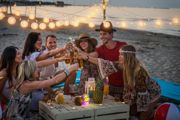 Friends having fun at the beach