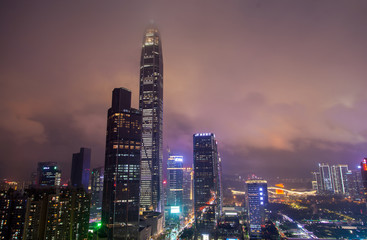 Naklejka premium large skyscrapers of Futian district in Shenzhen
